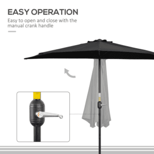 Outsunny Metal Parasol Half Round 3m