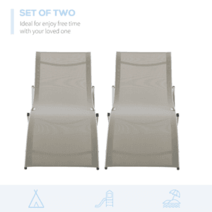 Outsunny Recliner Sun Lounger Set of 2