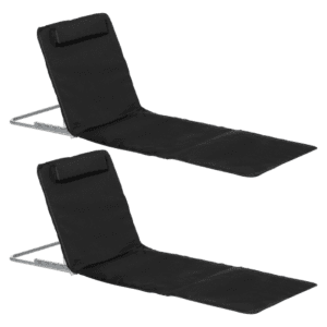 Outsunny 2pc Reclining Chair Set w/ Pillow Black