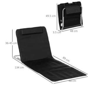 Outsunny 2pc Reclining Chair Set w/ Pillow Black