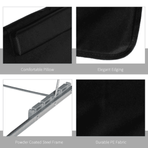 Outsunny 2pc Reclining Chair Set w/ Pillow Black