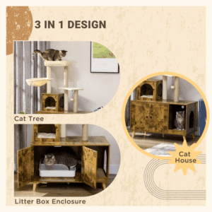 PawHut Litter Box Enclosure w/ Cat Tree