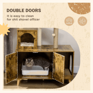 PawHut Litter Box Enclosure w/ Cat Tree
