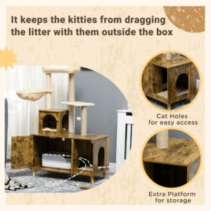 PawHut Litter Box Enclosure w/ Cat Tree