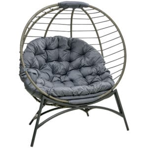 Outsunny Wicker Basket Chair with Cushion Rattan