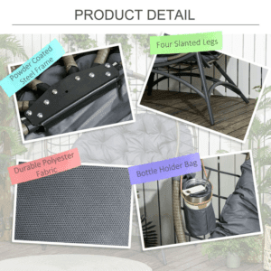 Outsunny Wicker Basket Chair with Cushion Rattan