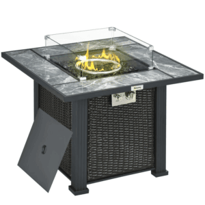 Outsunny Gas Fire Pit Table w/ Rain Cover