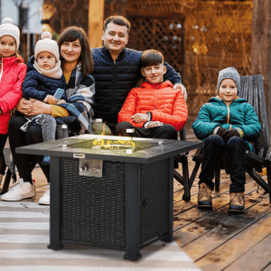 Outsunny Gas Fire Pit Table w/ Rain Cover