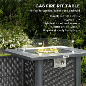 Outsunny Gas Fire Pit Table w/ Rain Cover