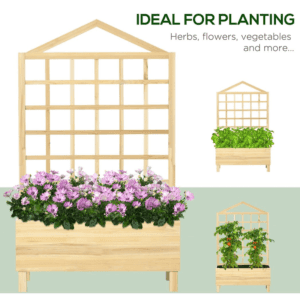 Outsunny Wooden Planter w/ Trellis