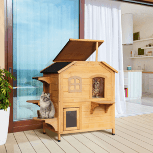 PawHut Wooden Cat House Shelter