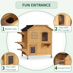 PawHut Wooden Cat House Shelter