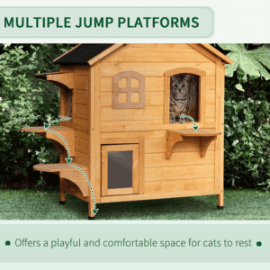 PawHut Wooden Cat House Shelter