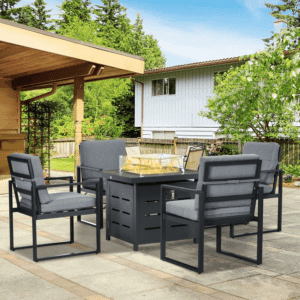 Outsunny Furniture Set w/ Gas Firepit Table