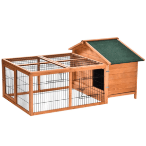 PawHut Wooden Rabbit Hutch Openable Roof