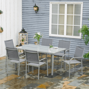 Outsunny 7 Piece Garden Dining Set Table & Chairs