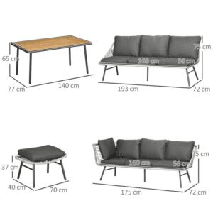Outsunny Furniture Set with Sofa Coffee Table