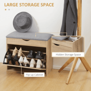 Homcom Shoe Bench w/ Cushion Natural