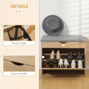 Homcom Shoe Bench w/ Cushion Natural