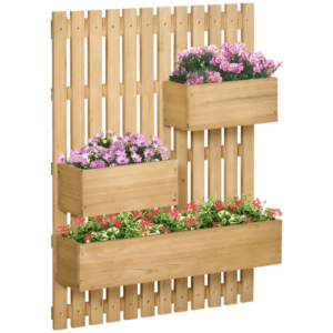 Outsunny Wooden Planters with Trellis