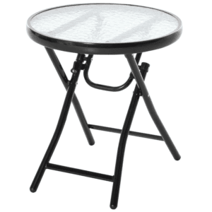 Outsunny Garden Table Round Foldable Black