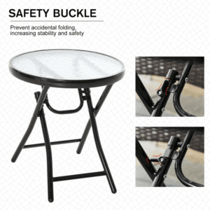 Outsunny Garden Table Round Foldable Black