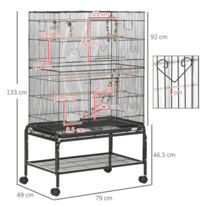 Pawhut Bird Cage with Stand Wheels