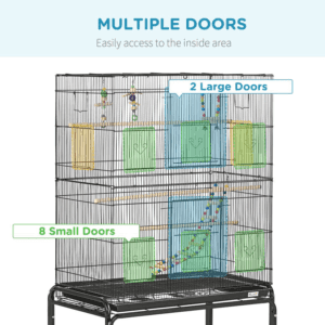 Pawhut Bird Cage with Stand Wheels