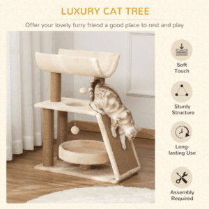 PawHut Cat Tree Tower w/ Scratching Post Bed