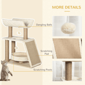 PawHut Cat Tree Tower w/ Scratching Post Bed