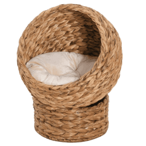 PawHut Wicker Cat House Raised Cat Bed