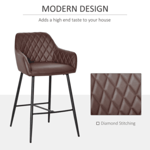 Homcom Bar Chairs Set Of 2 Retro PU Leather