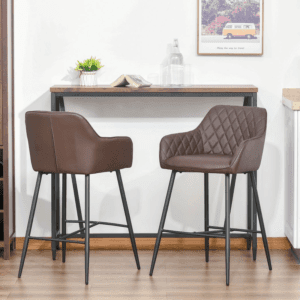 Homcom Bar Chairs Set Of 2 Retro PU Leather