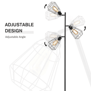 Homcom Birdcage Floor Lamp w/ 3 Lights Round Base