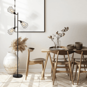 Homcom Birdcage Floor Lamp w/ 3 Lights Round Base