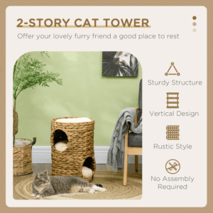 PawHut Cat Barrel Tree for Indoor Cats 47cm