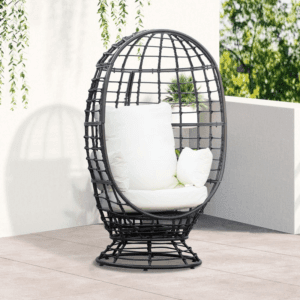 Outsunny Swivel Egg Chair Rattan with Cushion