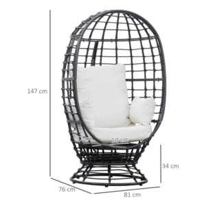 Outsunny Swivel Egg Chair Rattan with Cushion