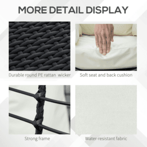 Outsunny Swivel Egg Chair Rattan with Cushion