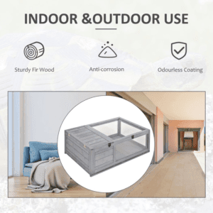 PawHut Tortoise House with Mesh Roof Grey PawHut Tortoise House with Mesh Roof Grey