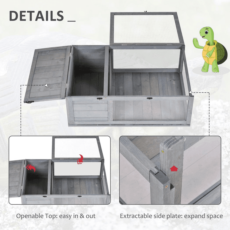 PawHut Tortoise House with Mesh Roof Grey PawHut Tortoise House with Mesh Roof Grey