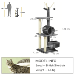 Pawhut 121cm Cat Tree Tower