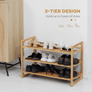 Homcom Bamboo Shoe Rack 3-tier Storage
