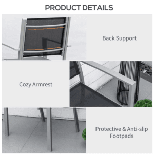 Outsunny 2 pcs Patio Dining Chairs Mesh Seat