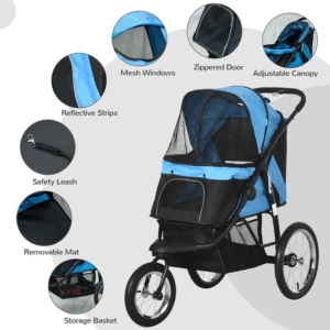 PawHut 3 Wheel Dog Stroller Blue