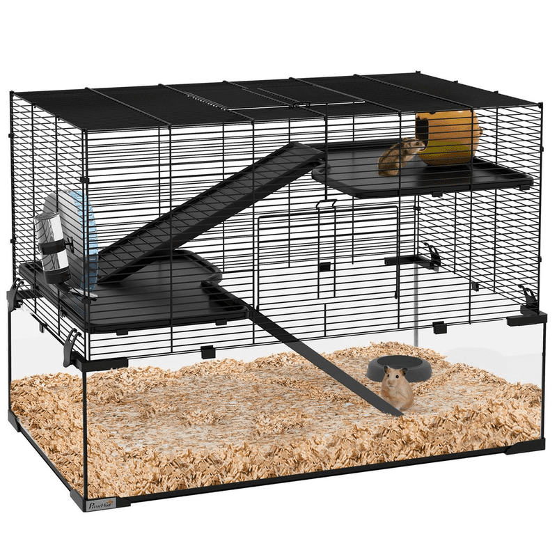 PawHut 3 Tiers Hamster Cage with Glass Bottom PawHut 3 Tiers Hamster Cage with Glass Bottom