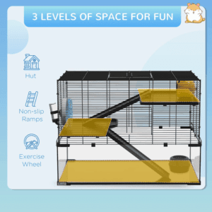 PawHut 3 Tiers Hamster Cage with Glass Bottom PawHut 3 Tiers Hamster Cage with Glass Bottom
