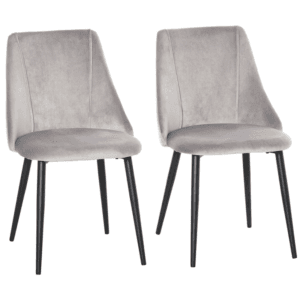 Homcom Dining Chairs High Back Velvet-Touch