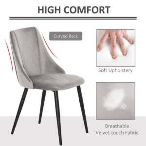 Homcom Dining Chairs High Back Velvet-Touch