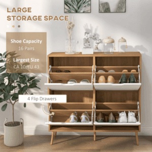 Homcom Shoe Storage Cabinet Flip Drawers